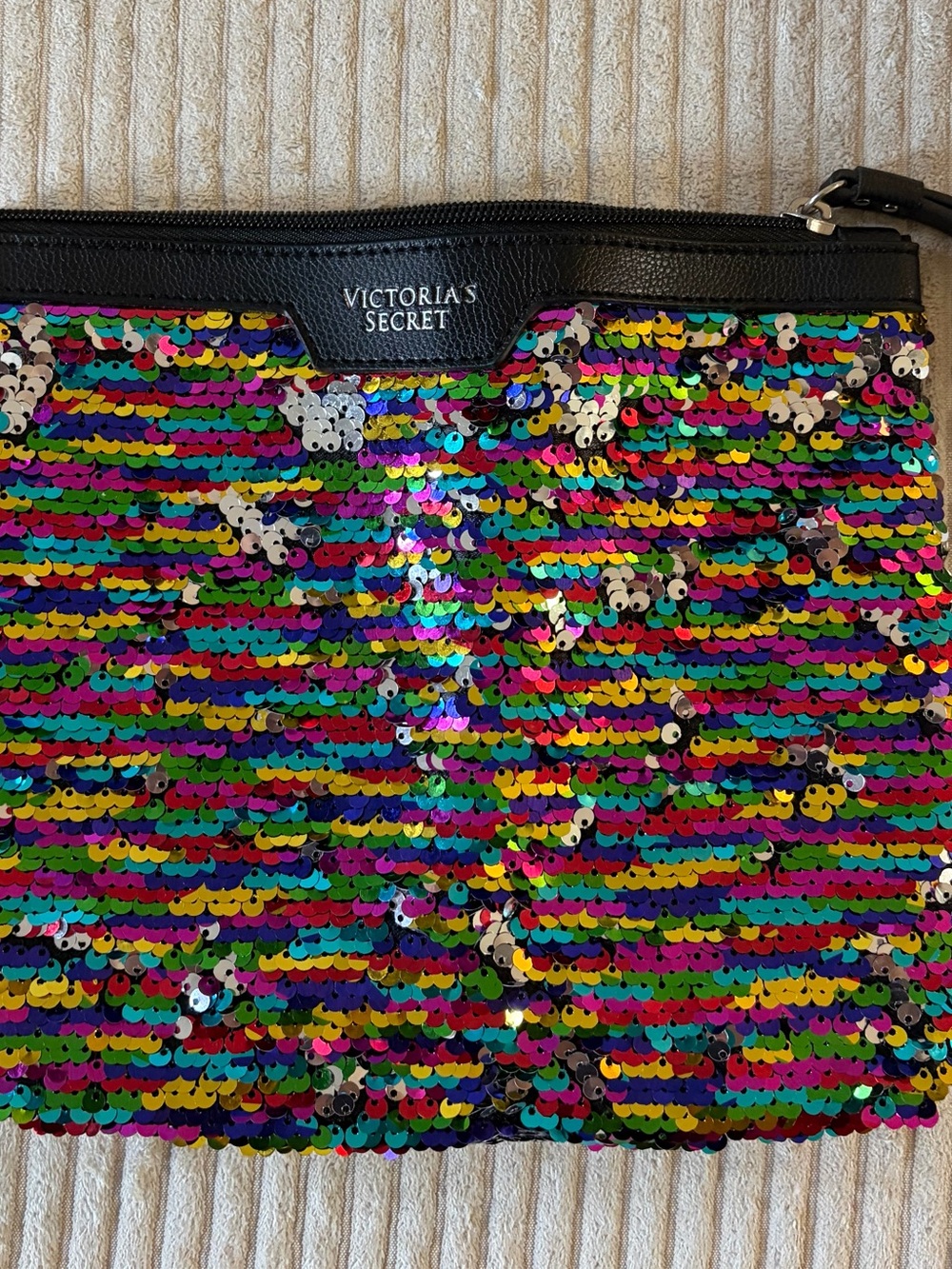 Victoria's Secret Black Trim Multicolor Sequin Clutch